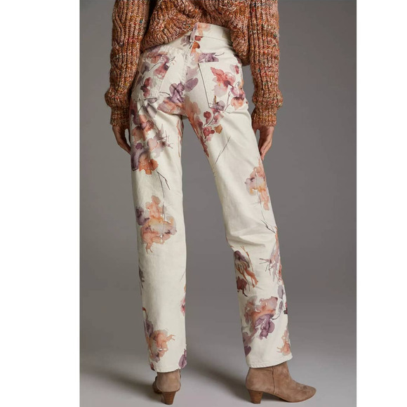 New Anthropologie AG The Alexxis Floral Straight Jeans $235 SIZE 24 High Rise - Picture 4 of 7